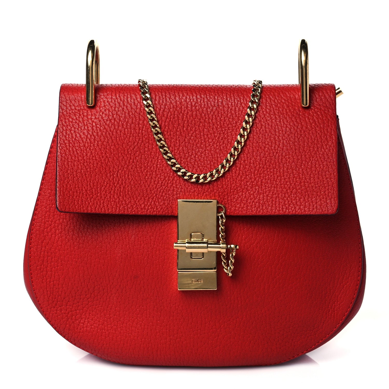 Chloe Grained Lambskin Drew Shoulder Bag Plaid Red 1 of 11
