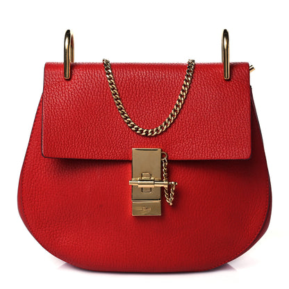 Chloe Grained Lambskin Drew Shoulder Bag Plaid Red 1 of 11