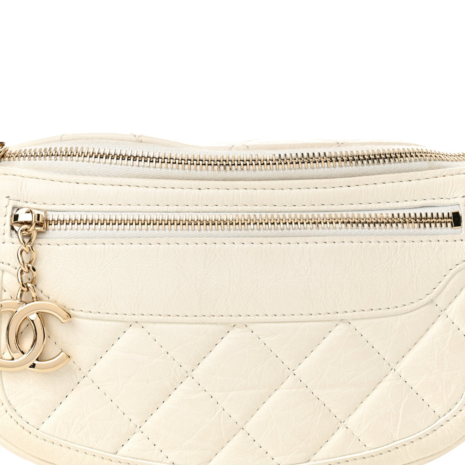 Chanel Aged Calfskin Quilted Waist Bag With Coin Purse White 8 of 14