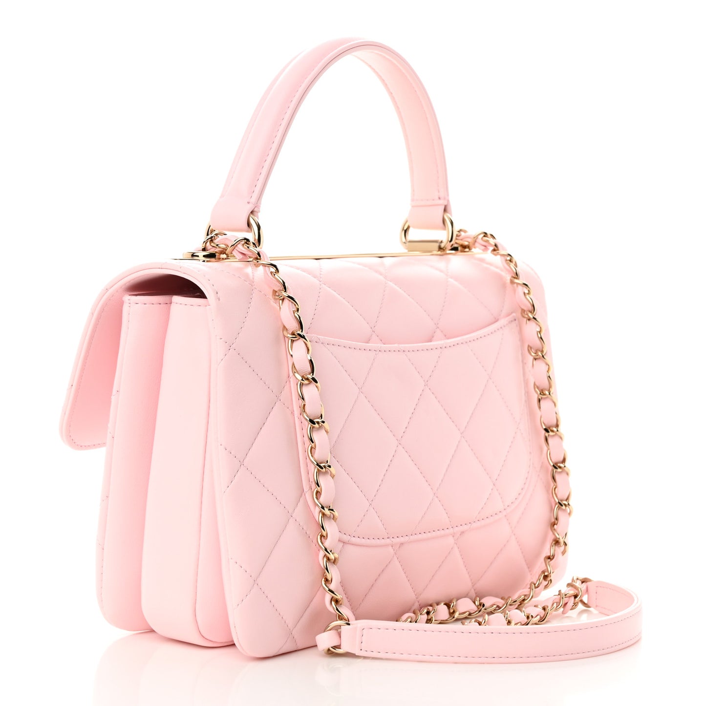 Lambskin Quilted Small Trendy CC Flap Dual Handle Bag Light Pink