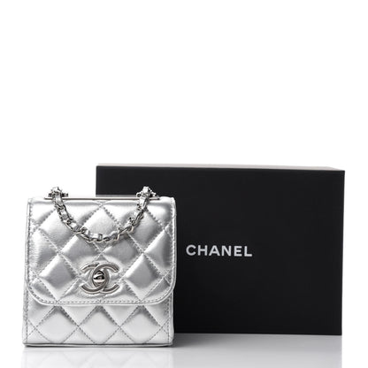 Chanel Metallic Lambskin Quilted Mini Trendy CC Clutch With Chain Silver 12 of 12