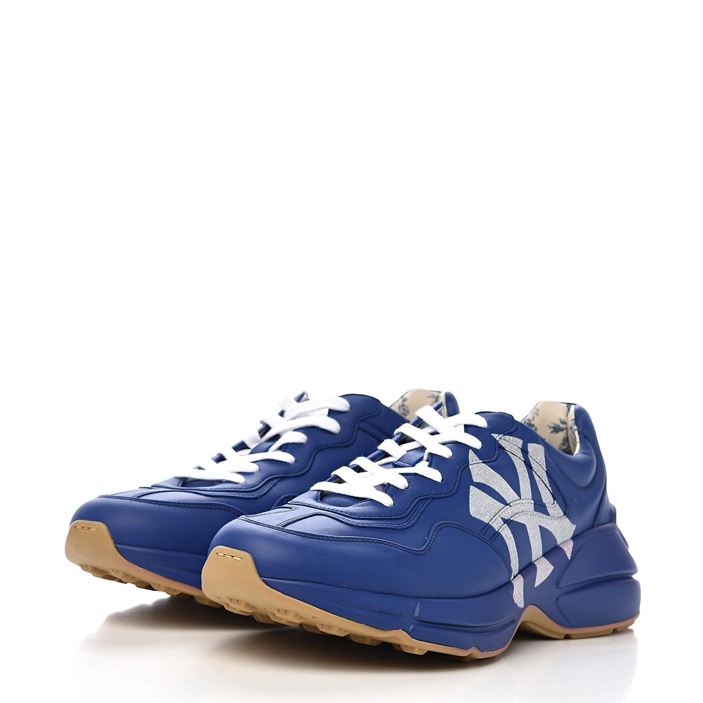 X MLB Calfskin NY Yankees Mens Rhyton Sneakers 9 Electric Blue
