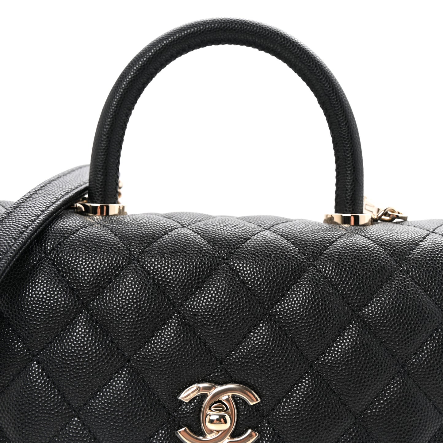 Caviar Quilted Mini Coco Handle Flap Black
