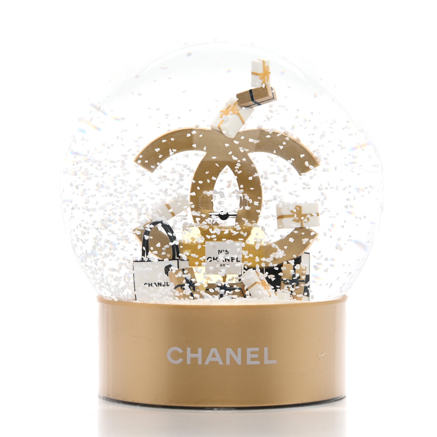 Chanel Glass CC Shopping Bag Snow Globe Gold 6 of 7