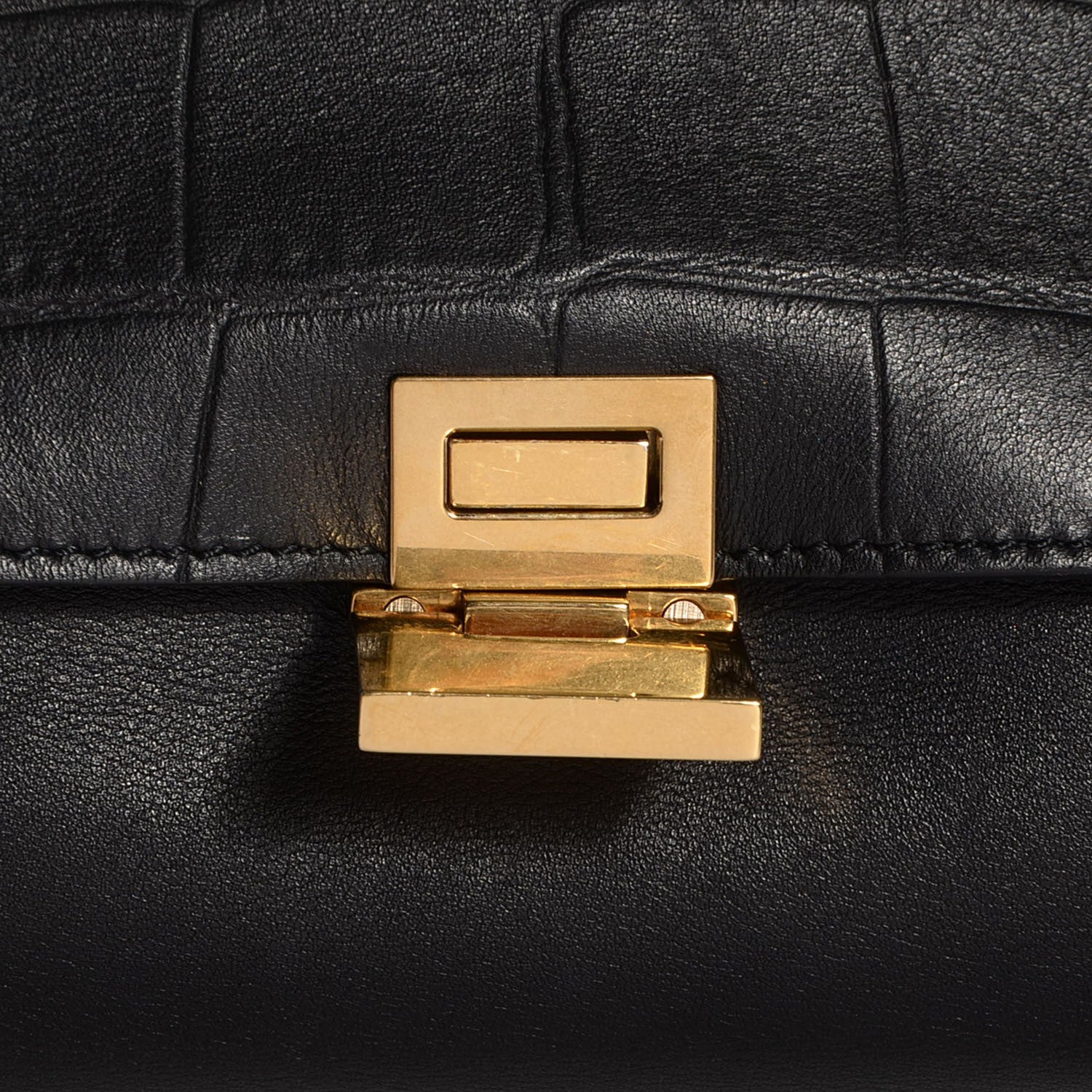 Celine Crocodile Embossed Medium Trapeze Black 5 of 8