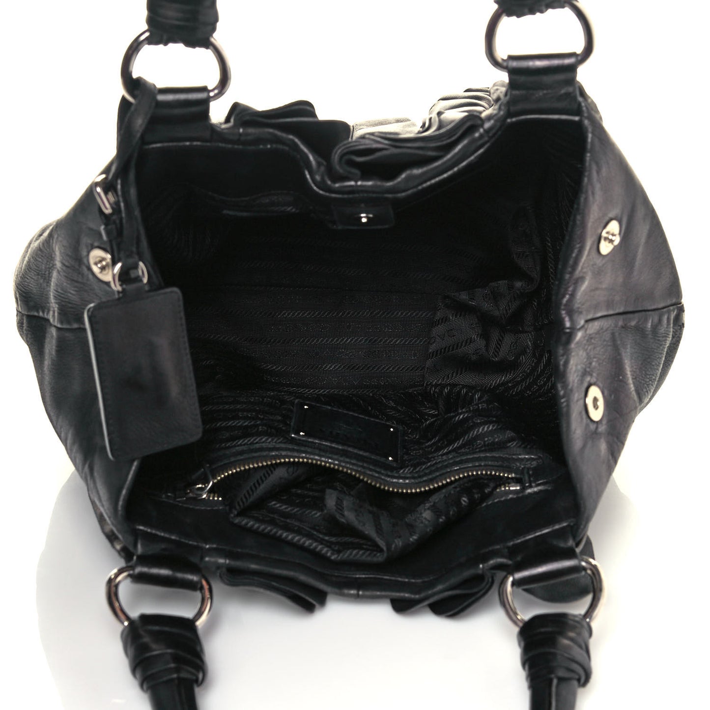 Nappa Ruffle Hobo Black
