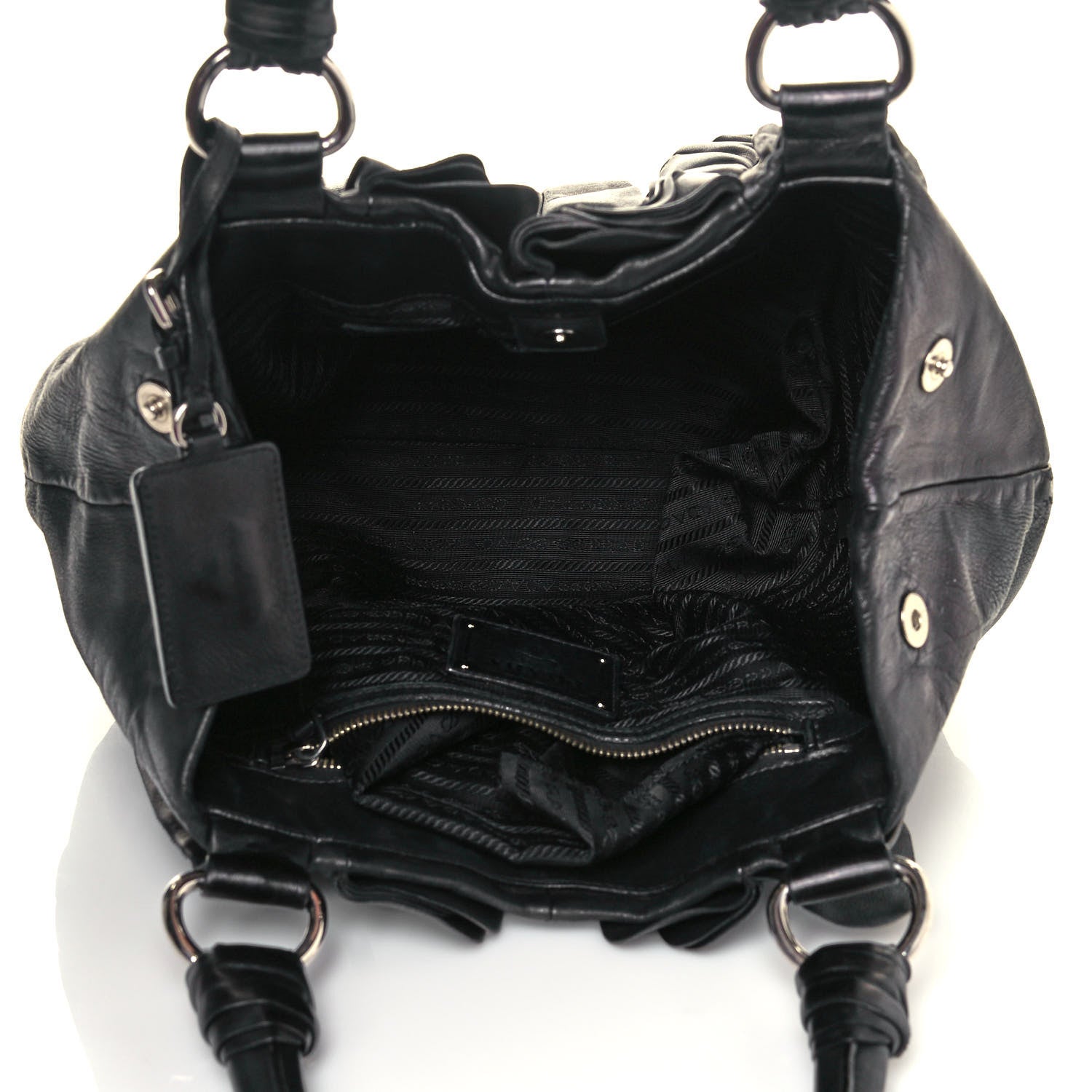 Prada Nappa Ruffle Hobo Black 5 of 15