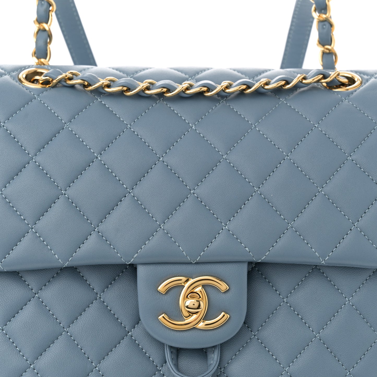 Lambskin Quilted Large Urban Spirit Backpack Light Blue