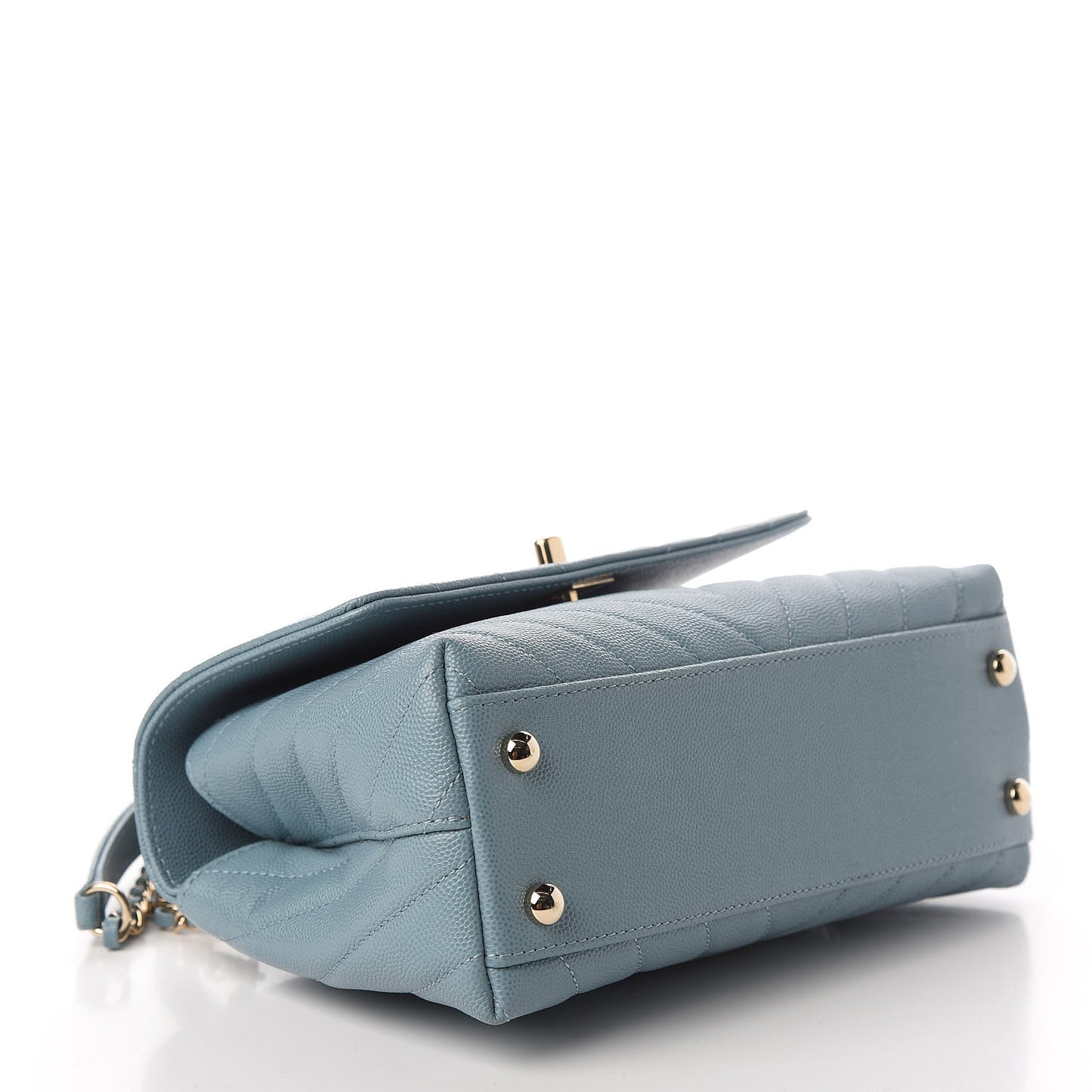 Caviar Chevron Quilted Mini Coco Handle Flap Sky Blue