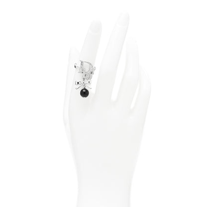 Christian Dior Crystal Bead Bow Ring 49/5 Silver 2 of 3