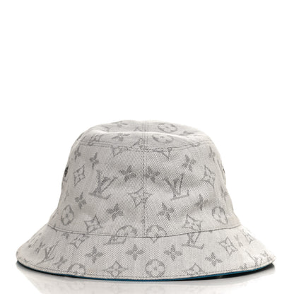 Louis Vuitton Monogram Denim Transformable Bob Bucket Hat 60 White Blue 9 of 14