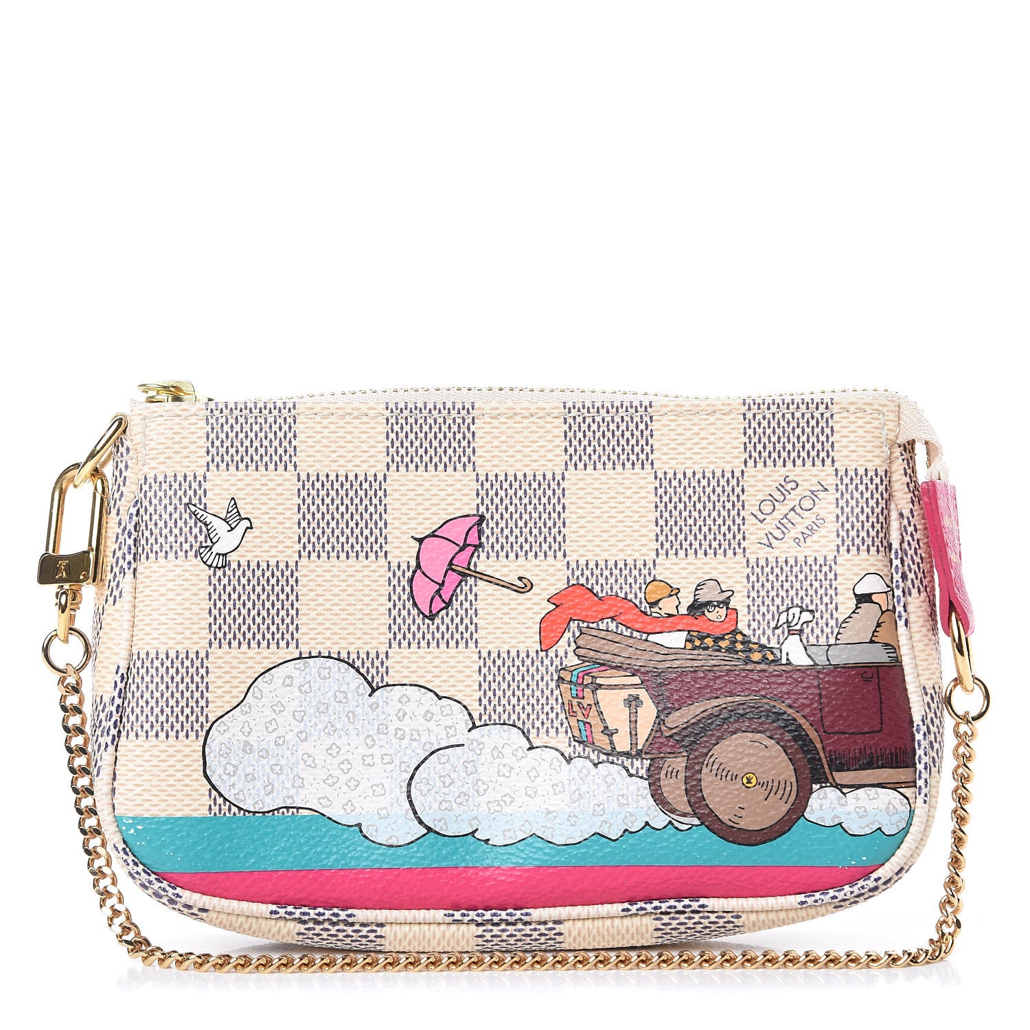 Louis Vuitton Damier Azur 2015 Christmas Animation Mini Pochette Accessories 1 of 9