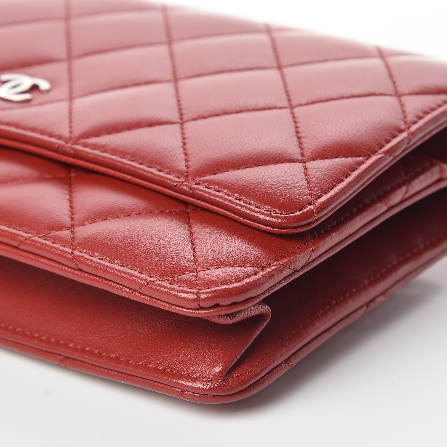 Chanel Lambskin Quilted Wallet On Chain WOC Red 6 of 11