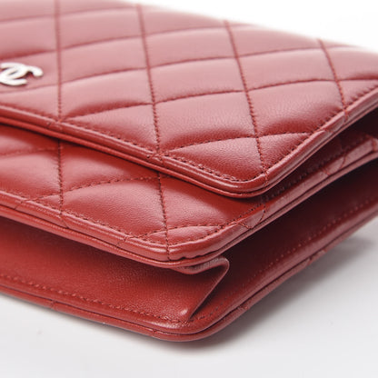 Chanel Lambskin Quilted Wallet On Chain WOC Red 6 of 11