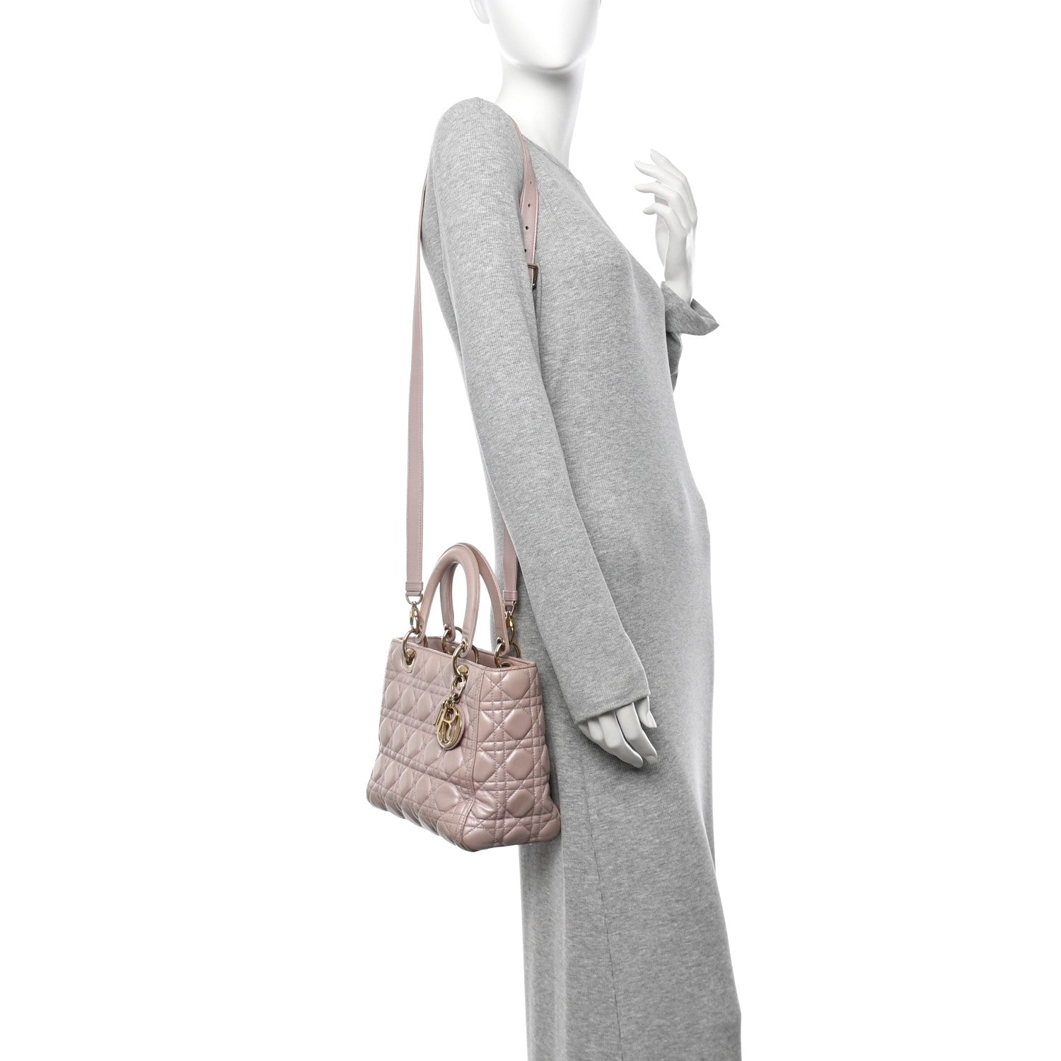 Christian Dior Metallic Lambskin Cannage Medium Lady Dior Lotus 2 of 13