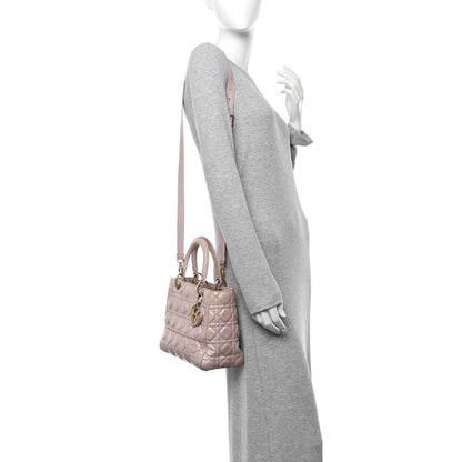 Christian Dior Metallic Lambskin Cannage Medium Lady Dior Lotus 2 of 13