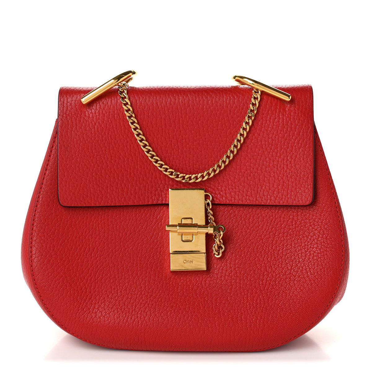Grained Lambskin Mini Drew Shoulder Bag Plaid Red