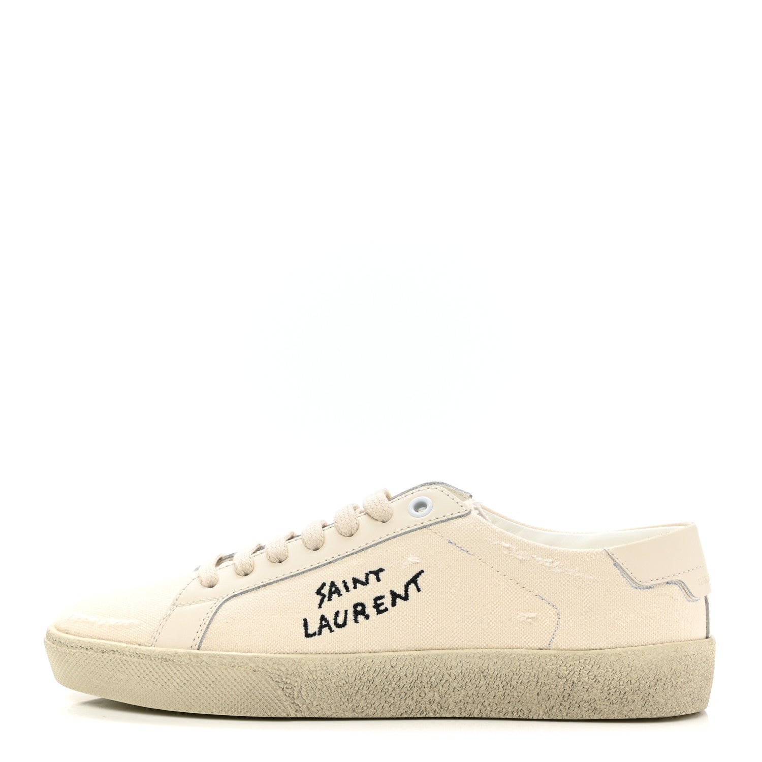 Saint Laurent Distressed Canvas Court Classic Sneakers 36 Panna 1 of 8