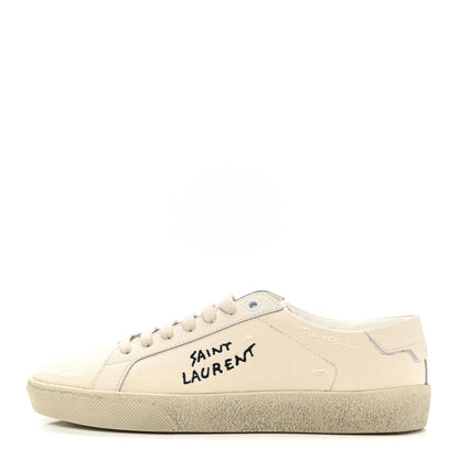 Saint Laurent Distressed Canvas Court Classic Sneakers 36 Panna 1 of 8