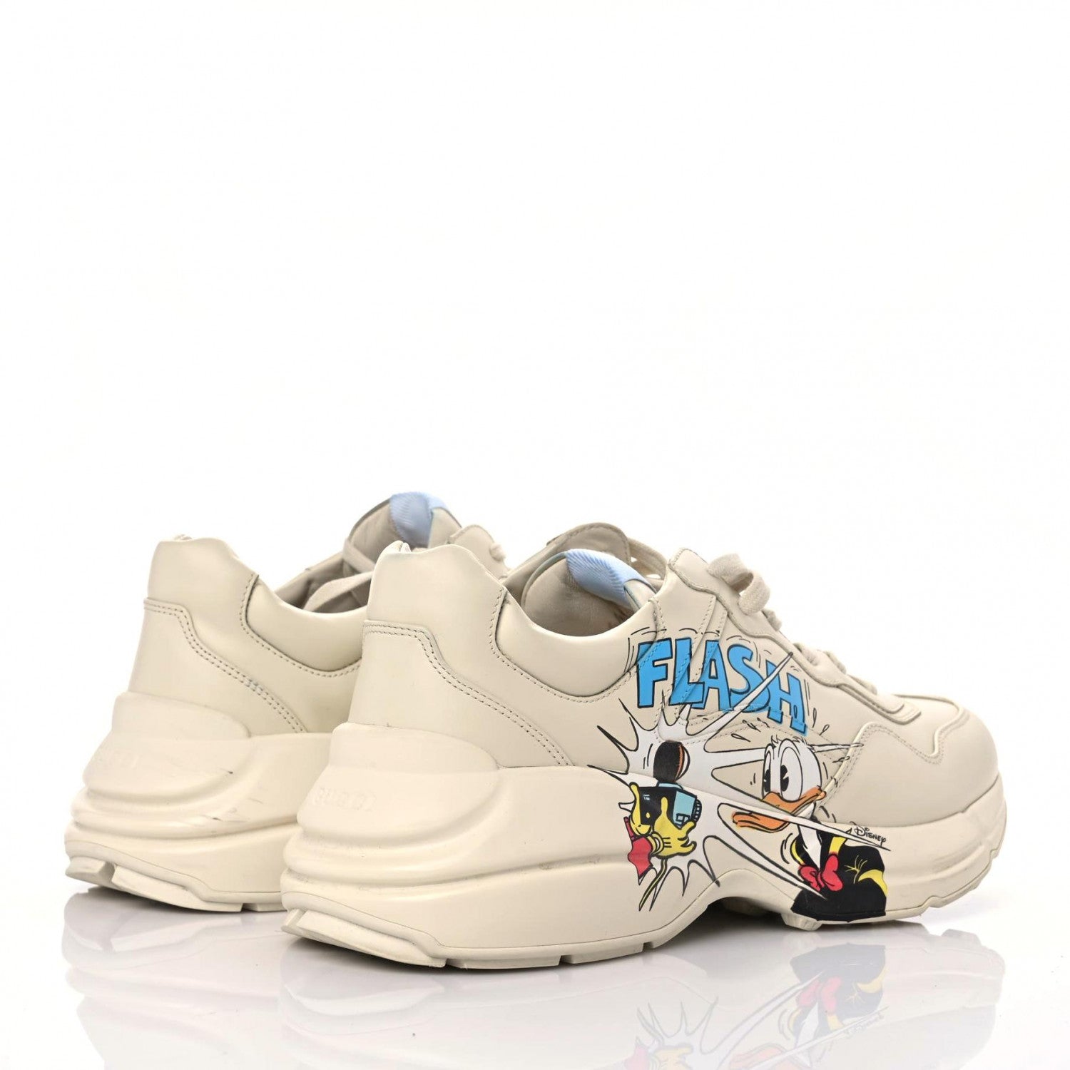 Gucci X DISNEY Calfskin Donald Duck Mens Rhyton Sneakers 9.5 Ivory 4 of 19