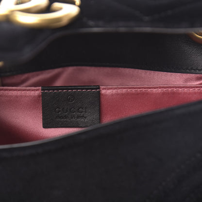 Gucci Velvet Matelasse Mini GG Marmont Shoulder Bag Black 6 of 12