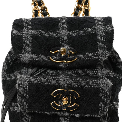 Chanel Wool Tweed Elegant Backpack Black Grey 8 of 11