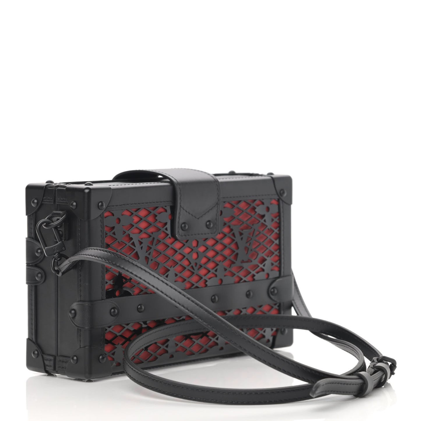 Patent Monogram Petite Malle Black Red