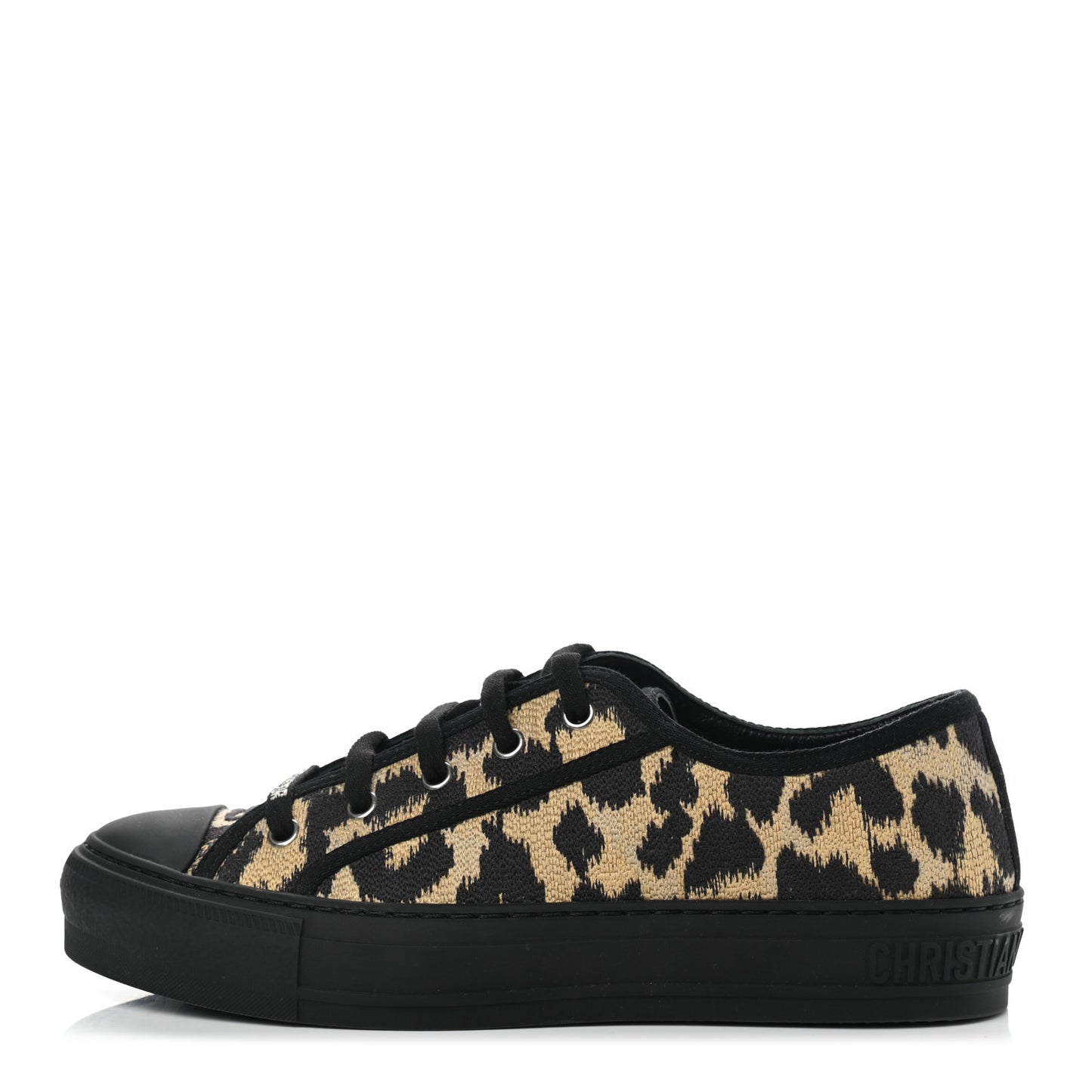 Cotton Mizza Embroidered Walk'N'Dior Low Top Sneakers 38 Natural Black