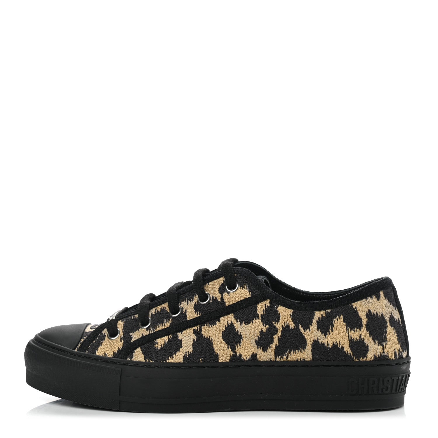 Christian Dior Cotton Mizza Embroidered Walk'N'Dior Low Top Sneakers 38 Natural Black 1 of 8