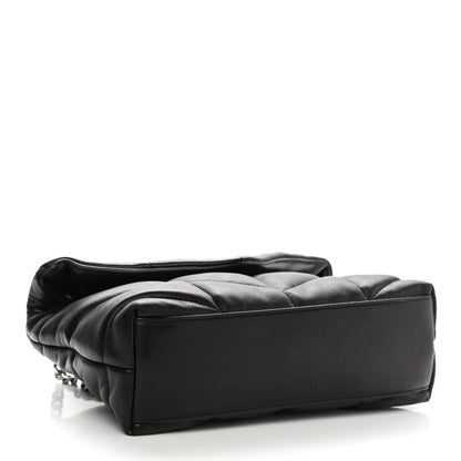 Saint Laurent Lambskin Quilted Toy Loulou Puffer Monogram Chain Satchel Black 4 of 12