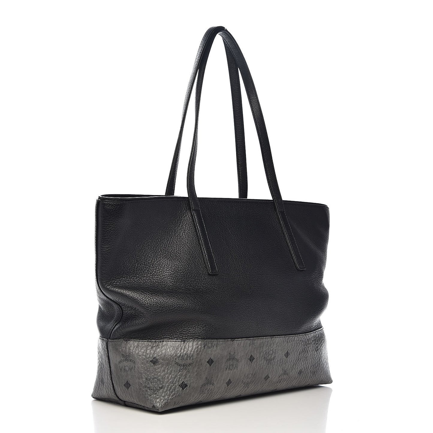 Calfskin Visetos Anya Shopper Tote Black