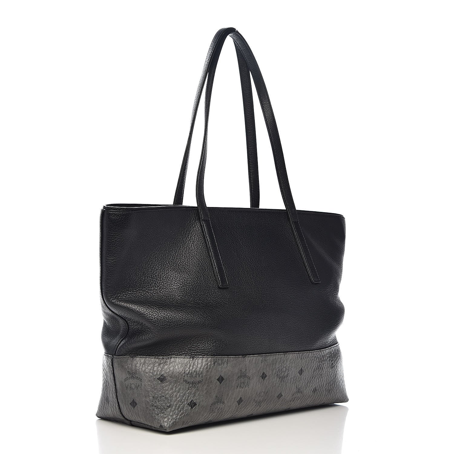 MCM Calfskin Visetos Anya Shopper Tote Black 3 of 13
