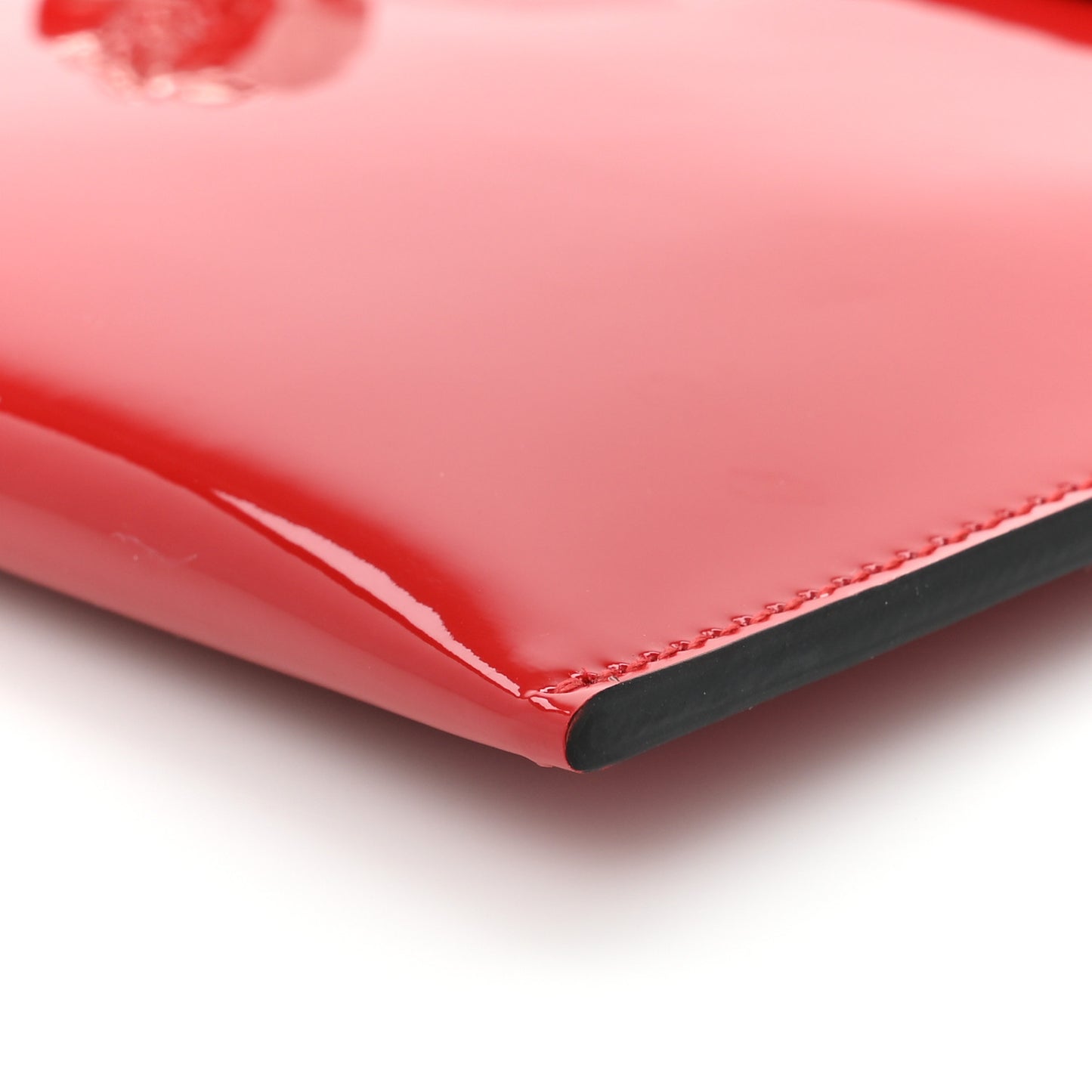 Patent Skull Lock Envelope Clutch Red
