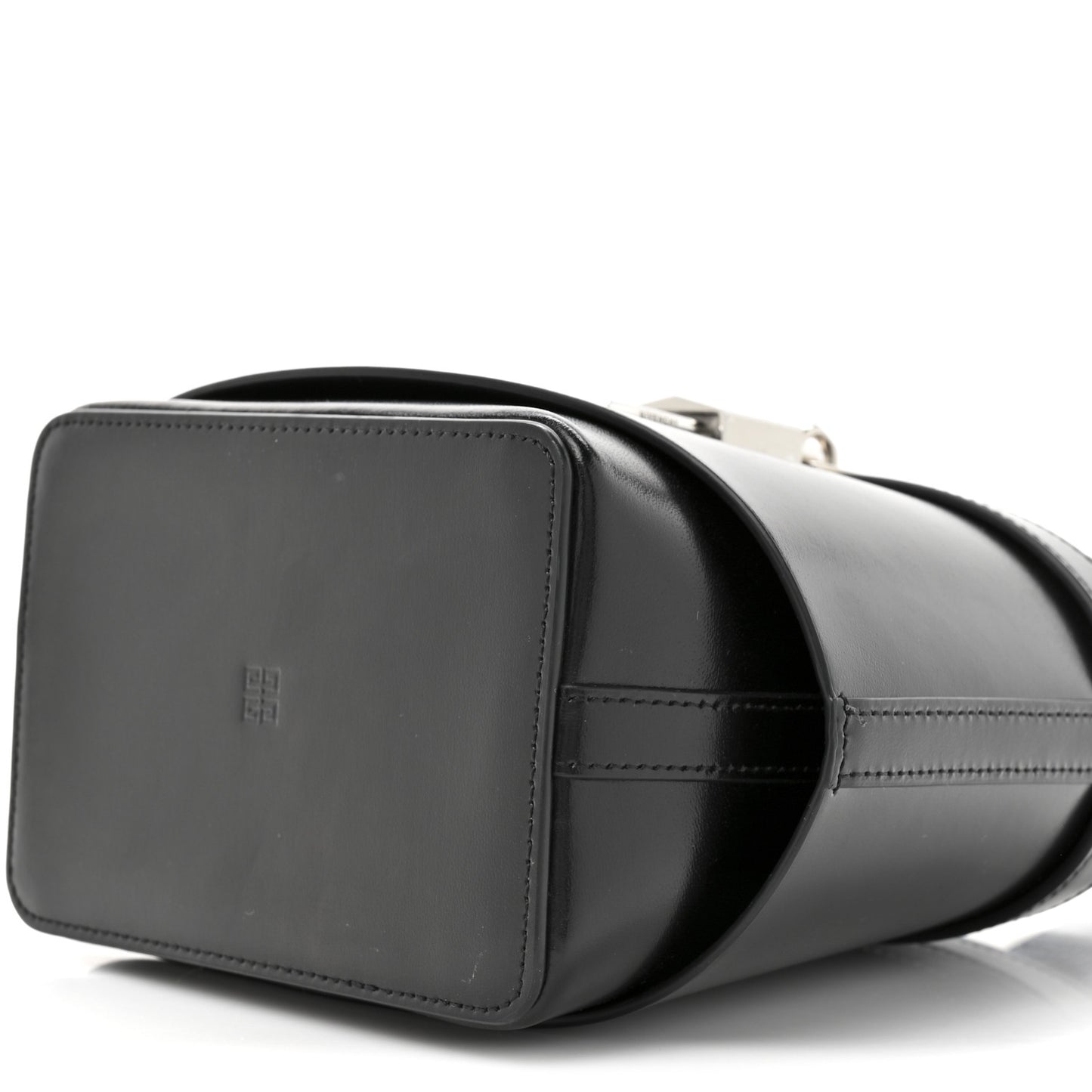 Box Calfskin Shark Lock Bucket Bag Black