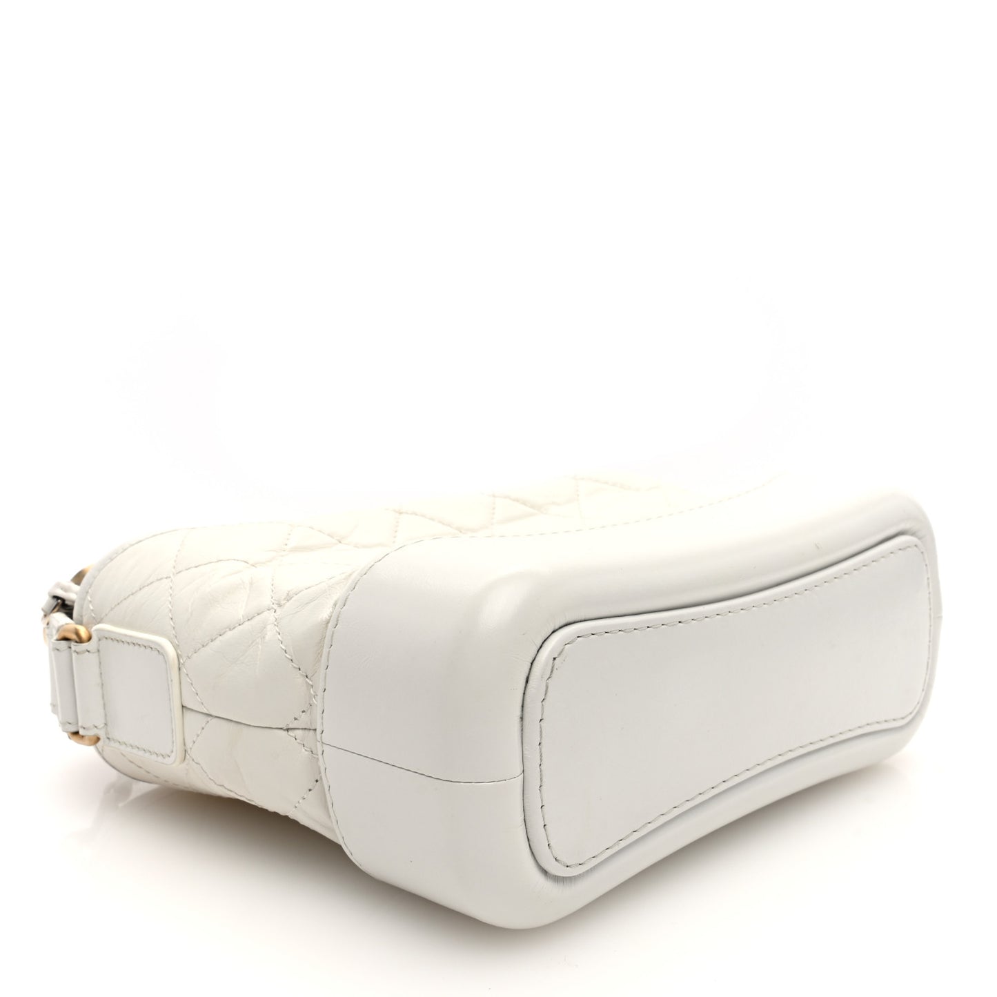 Aged Calfskin Quilted Small Gabrielle Hobo White