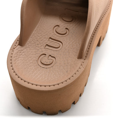 Gucci Rubber GG Monogram Perforated Elea Platform 55mm Lug Sole Sandals 36 Vintage Camel 12 of 13
