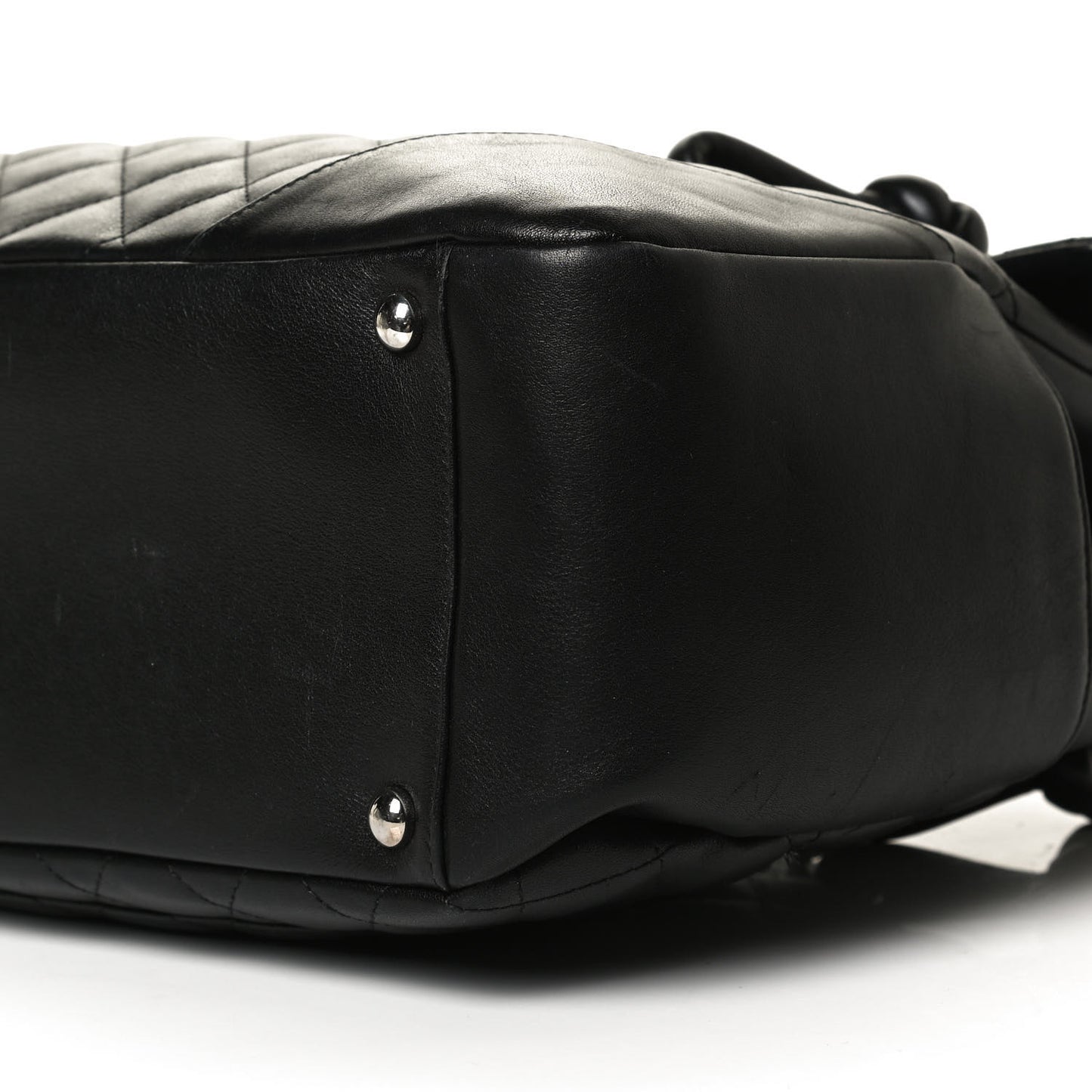 Calfskin Quilted Large Cambon Flap Black White