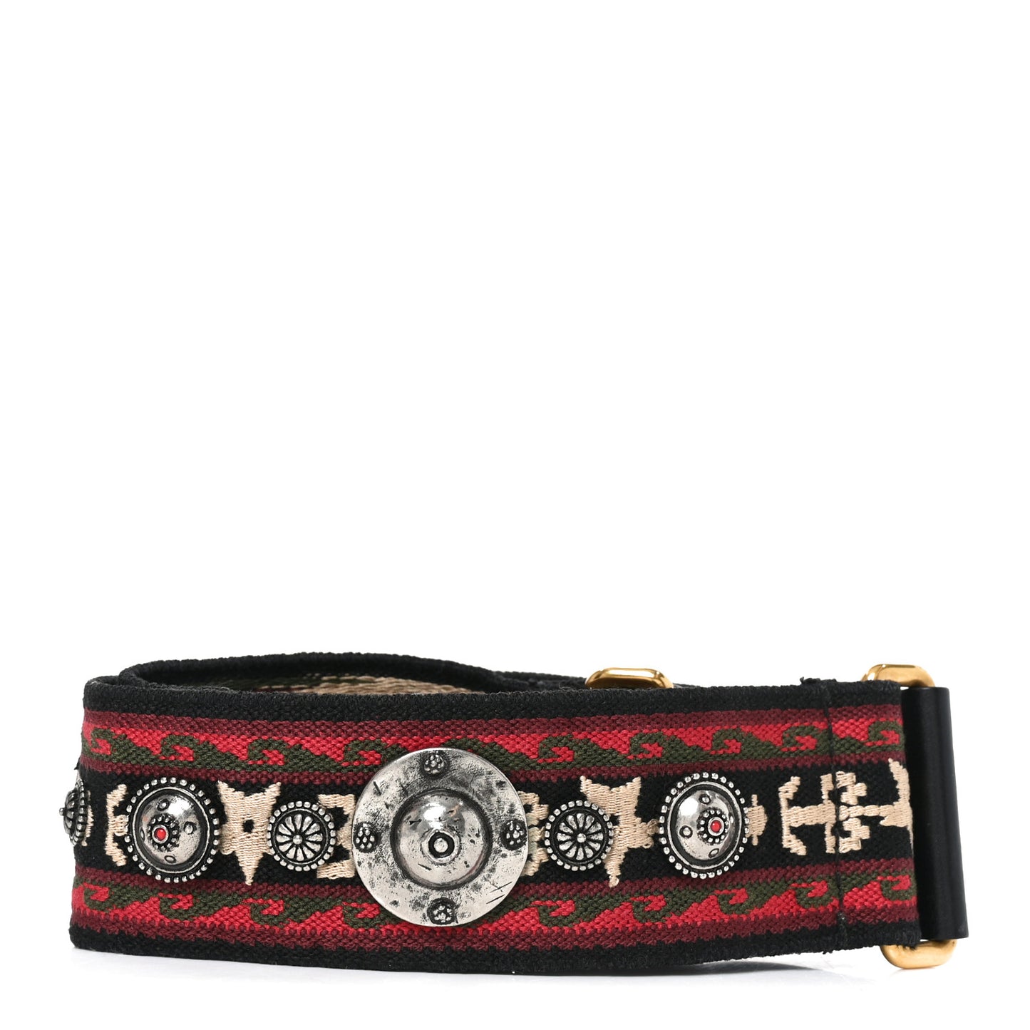 Canvas Embroidered Studded Bohemian Shoulder Strap Red