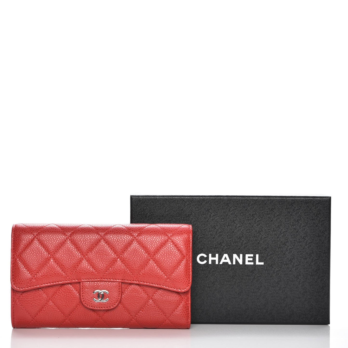 Caviar Quilted Large Flap Wallet Red