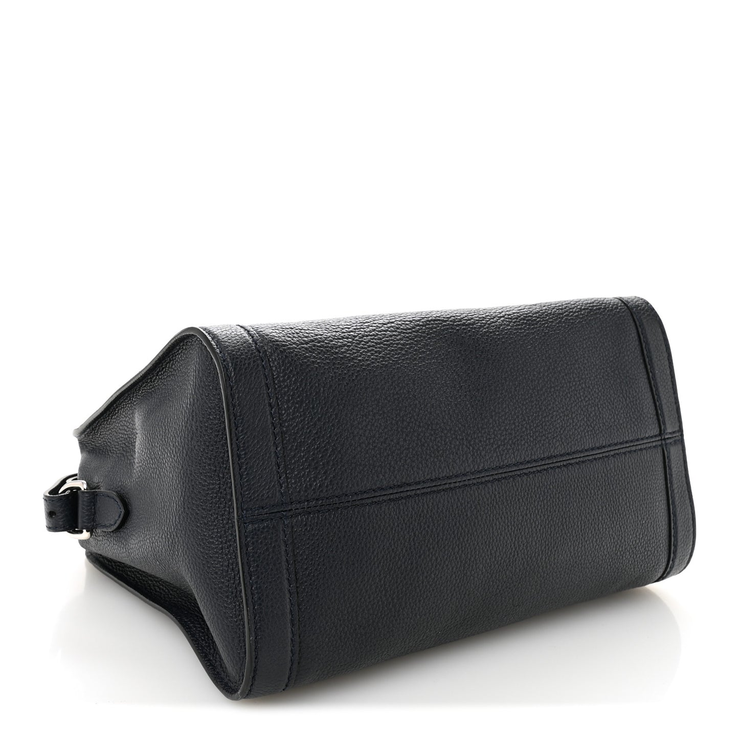Pebbled Calfskin Small Skull Padlock Zip Around Tote Navy