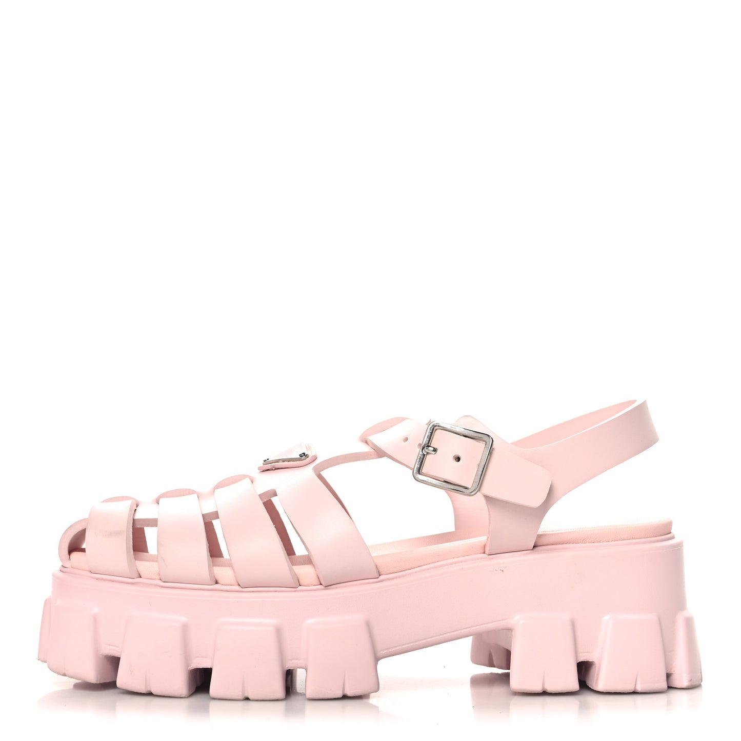 Foam Rubber Metal Triangle Logo Monolith 55mm Cage Sandals 40 Alabastro