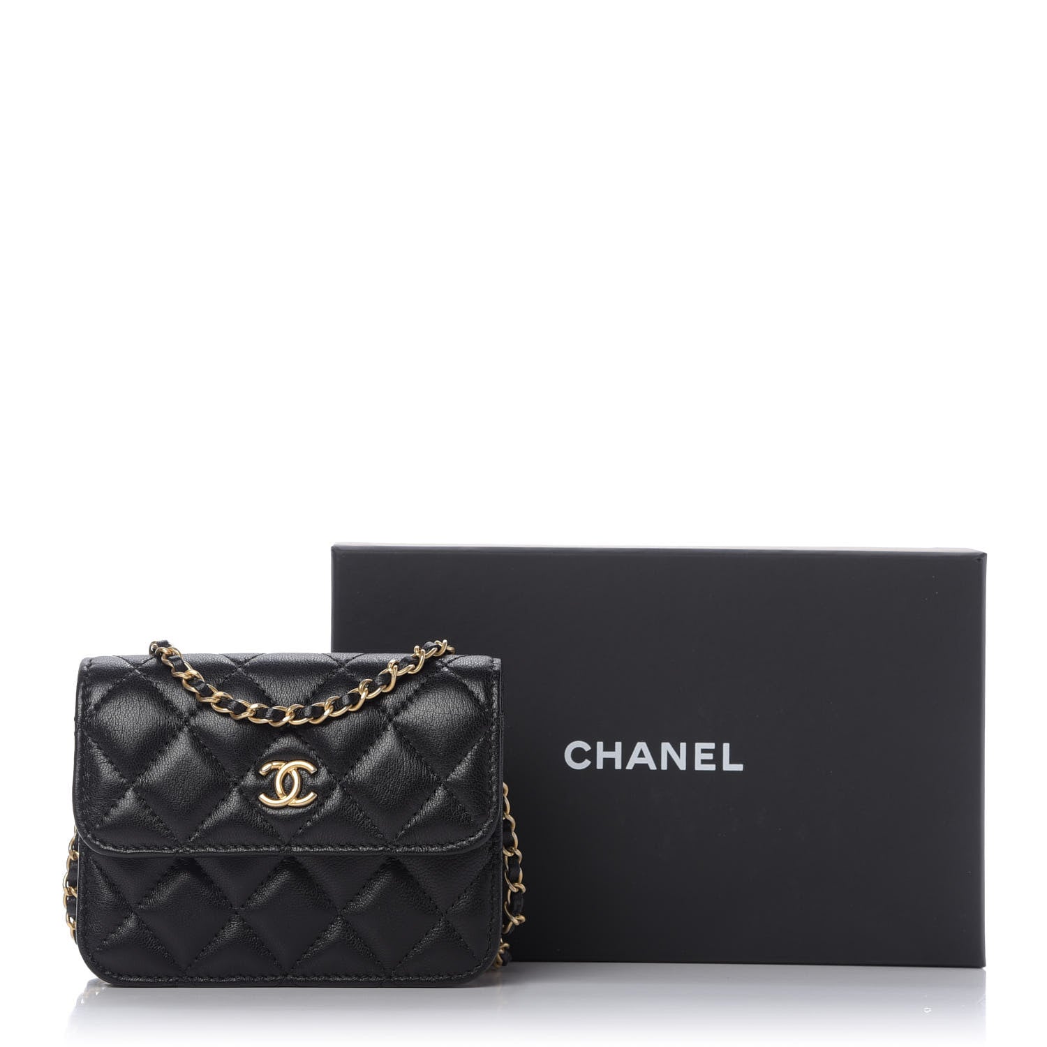 Chanel Lambskin Quilted Pearl Crush Clutch With Chain Black 11 of 11