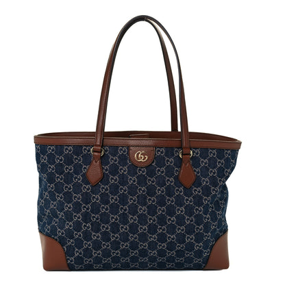 Gucci New Denim GG Monogram Medium Ophidia Shopping Tote Blue Tea Cuir 1 of 11