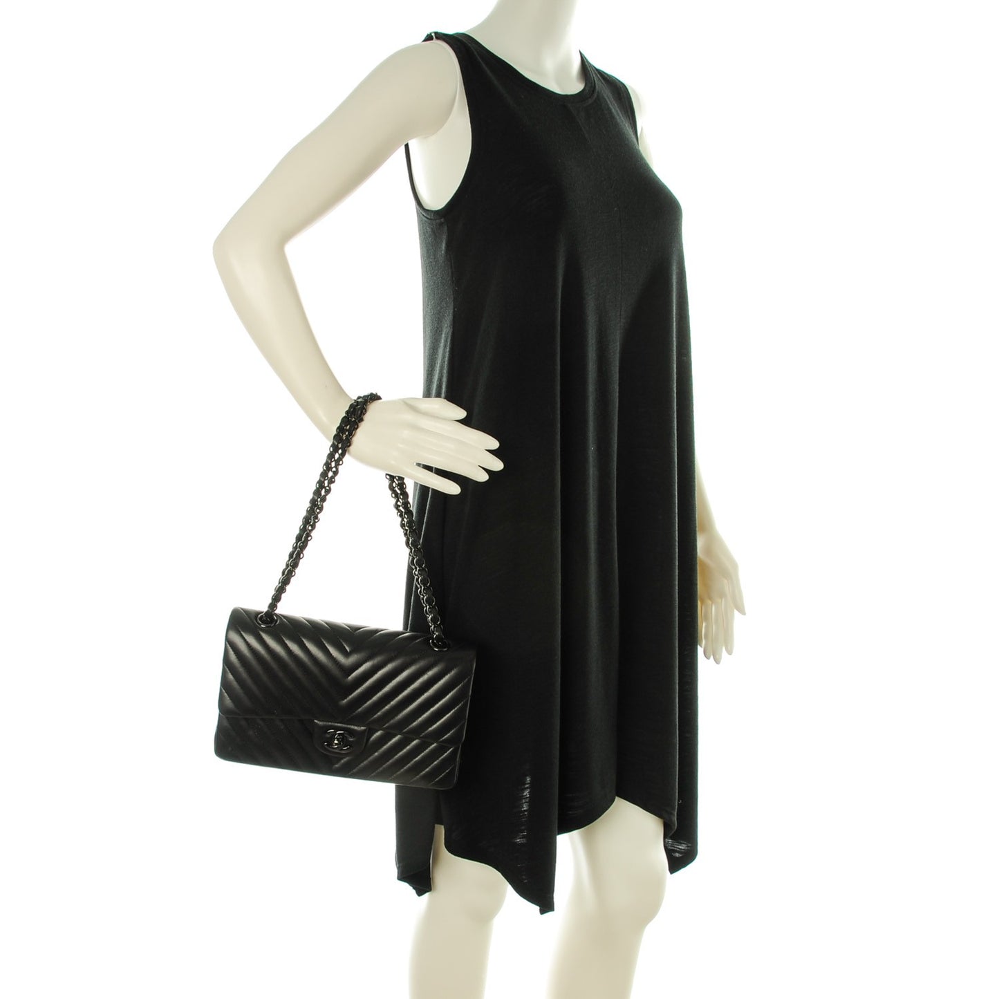 Lambskin Chevron Medium Double Flap So Black