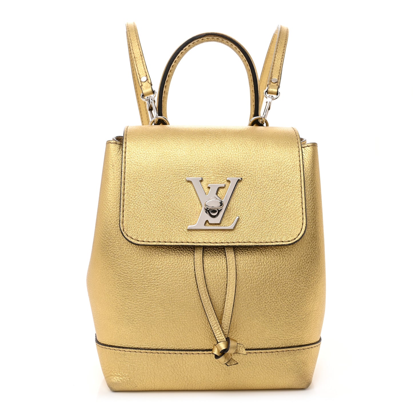 Metallic Calfskin Lockme Mini Backpack Gold