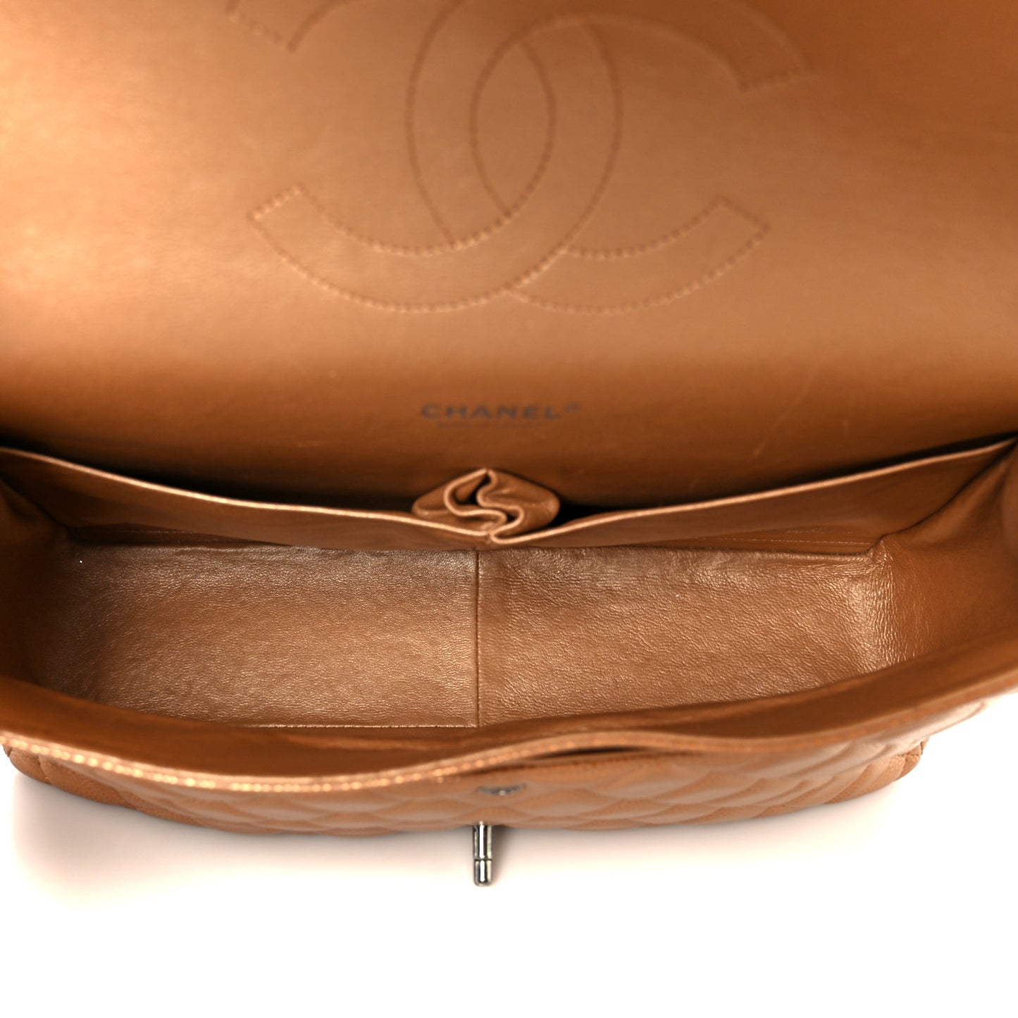 Metallic Caviar Quilted Maxi Double Flap Copper