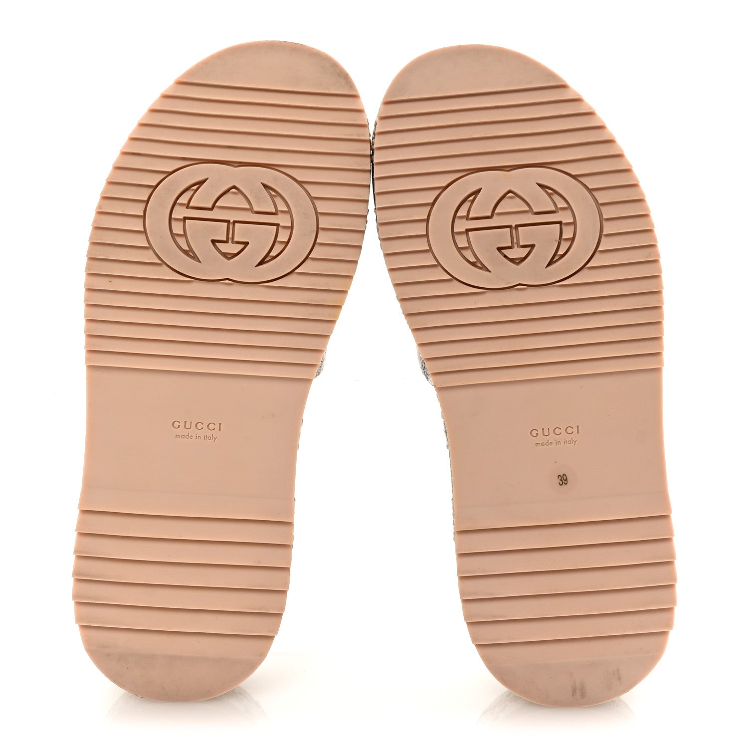 Gucci Lame Heritage GG Monogram Angelina Platform 55mm Slide Sandals 39 Silver Beige 6 of 10