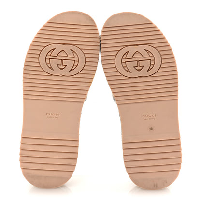 Gucci Lame Heritage GG Monogram Angelina Platform 55mm Slide Sandals 39 Silver Beige 6 of 10