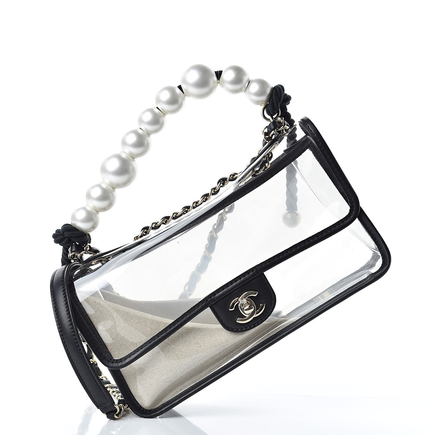 Chanel Lambskin PVC Sand By The Sea Flap With Pearl Strap Black 11 of 11