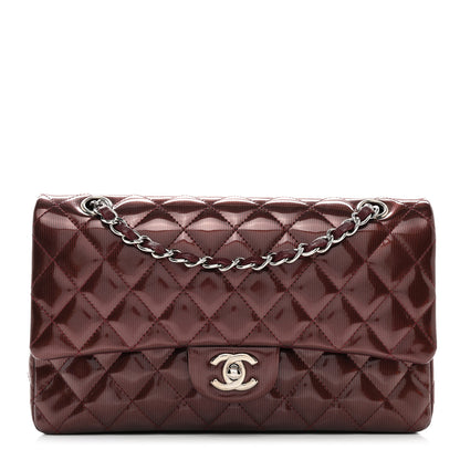 Chanel Striated Patent Quilted Medium Double Flap Burgundy 1 of 11
